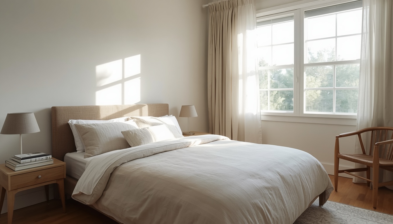 A calm, simply furnished bedroom with morning light through a window